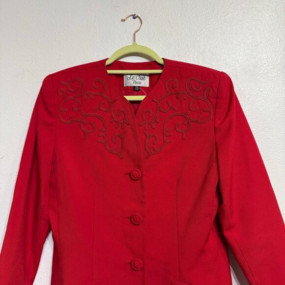 Le Suit Petite Red Blazer Sz 10 P - Picture 3 of 11